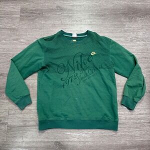 Vintage Nike Sweater Womens Extra Large Green Gold Long Sleeve Fleece Pullover‎
